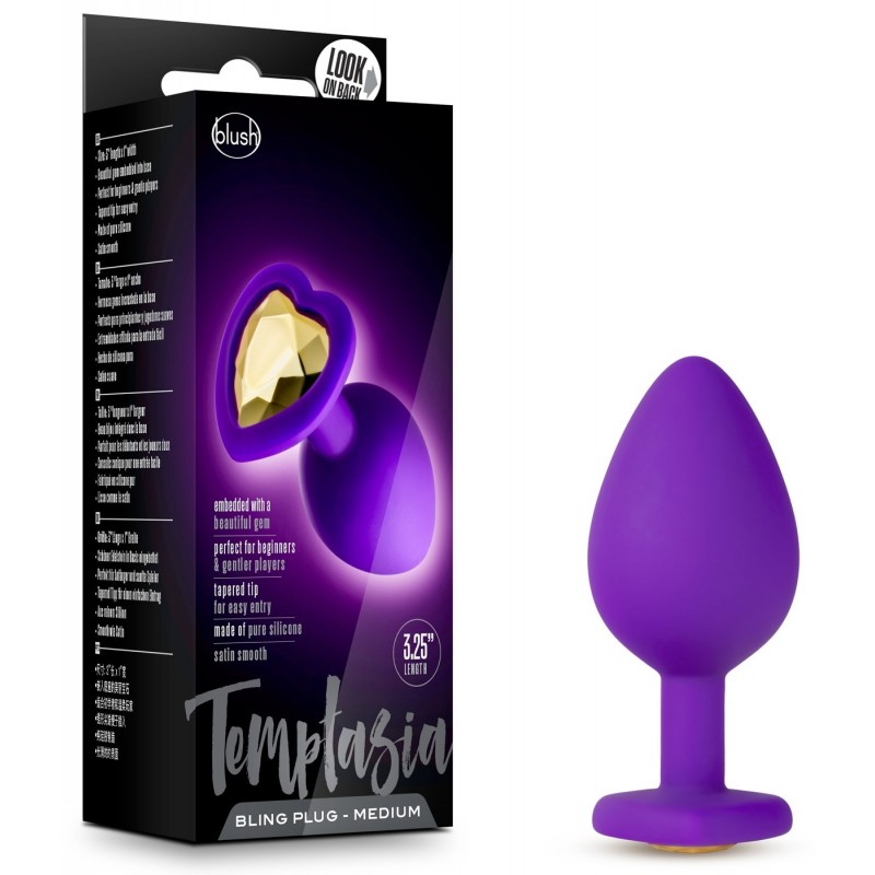 Plug en Silicone Violet et Strass Coeur M