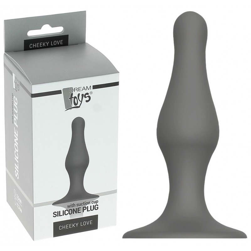 Plug Anal gris en Silicone Chekky Love 13,5 cm