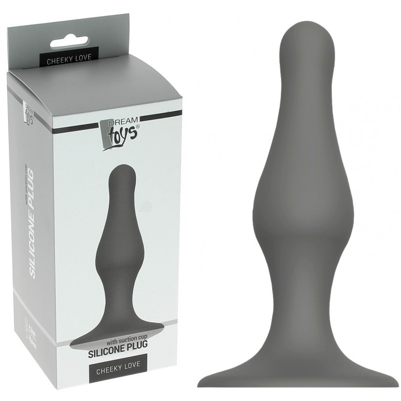 Plug Anal gris en Silicone Chekky Love 15,5 cm