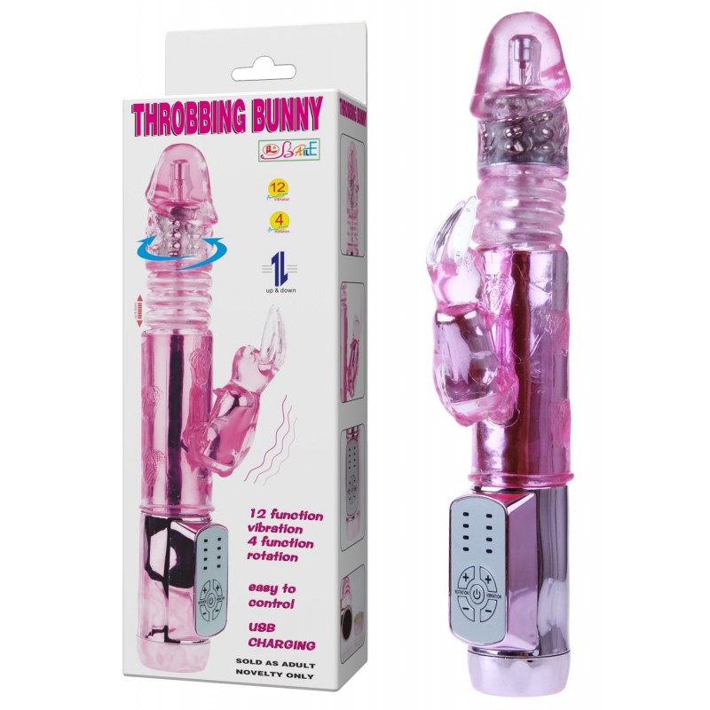 Vibromasseur Rechargeable va et vient Throbbing Bunny 24 cm