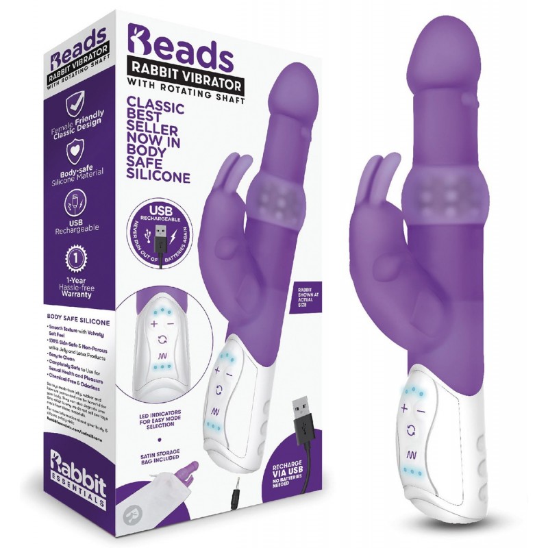 Vibromasseur USB Rabbit Beads Violet