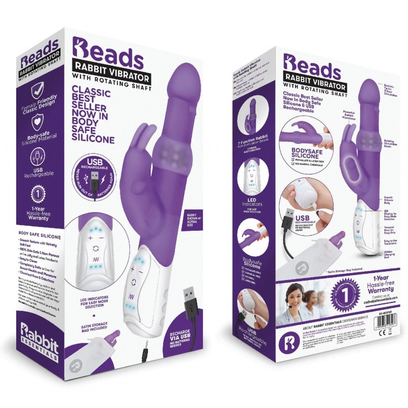 Vibromasseur USB Rabbit Beads Violet