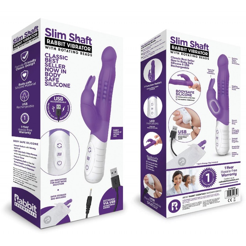 Vibromasseur USB Rabbit Slim Shaft Violet