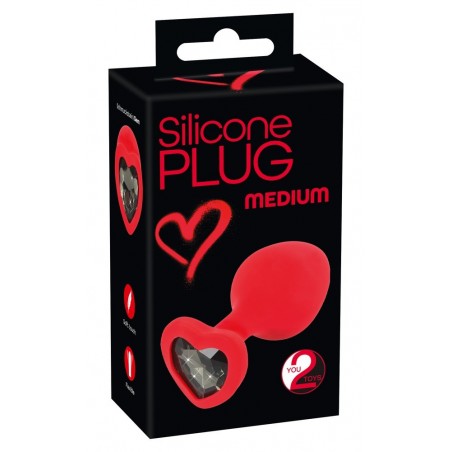 Plug Strass Coeur en Silicone Medium