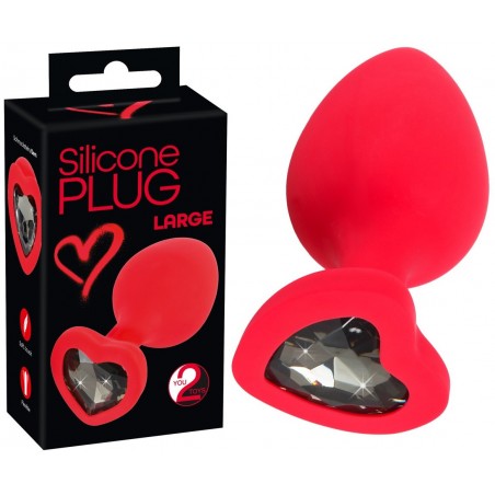 Plug Strass Coeur en Silicone Large