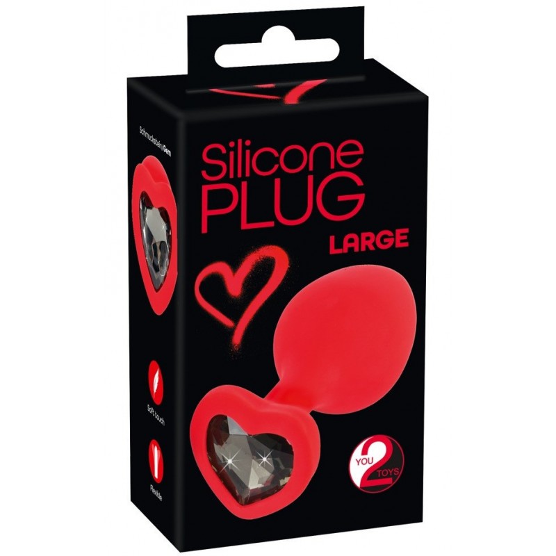 Plug Strass Coeur en Silicone Large