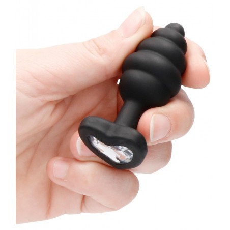 Plug Anal Ondulé Strass Coeur en Silicone