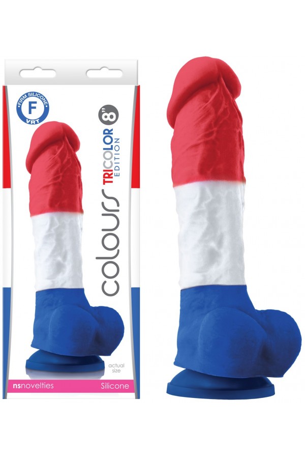 Gode Réaliste Colours Tricolore en Silicone 23 cm