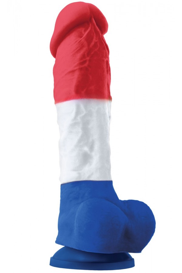 Gode Réaliste Colours Tricolore en Silicone 23 cm