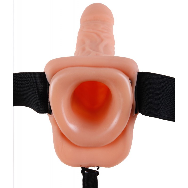 Gode ceinture creux avec testicules 19 cm