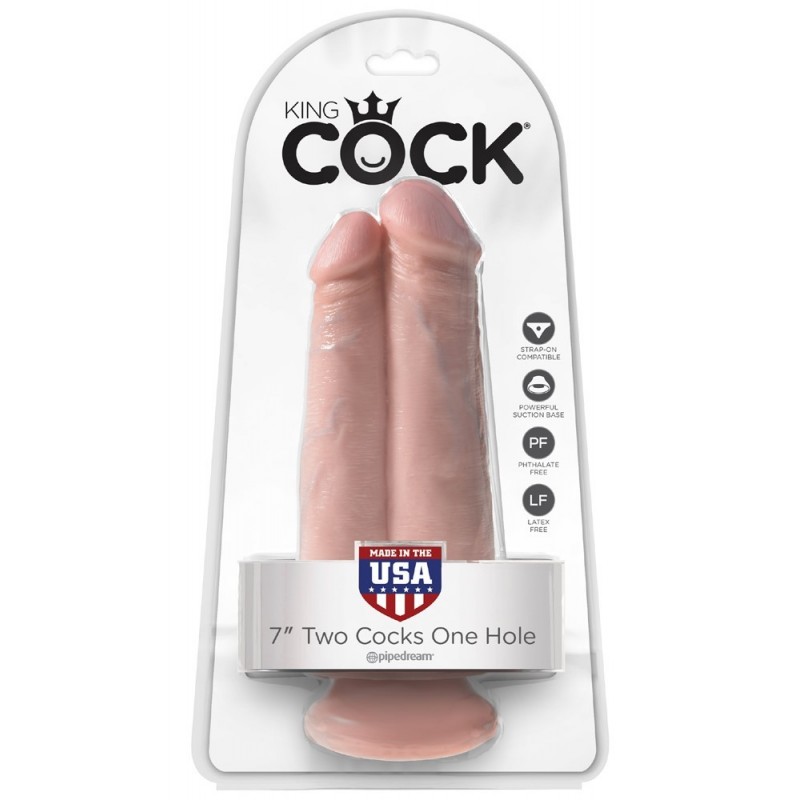 Double Gode Ventouse 2 Cock 1 Hole 20 cm