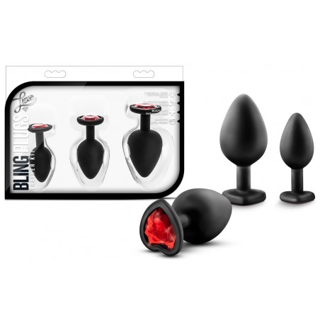 Coffret 3 Plugs en Silicone et Strass Bling